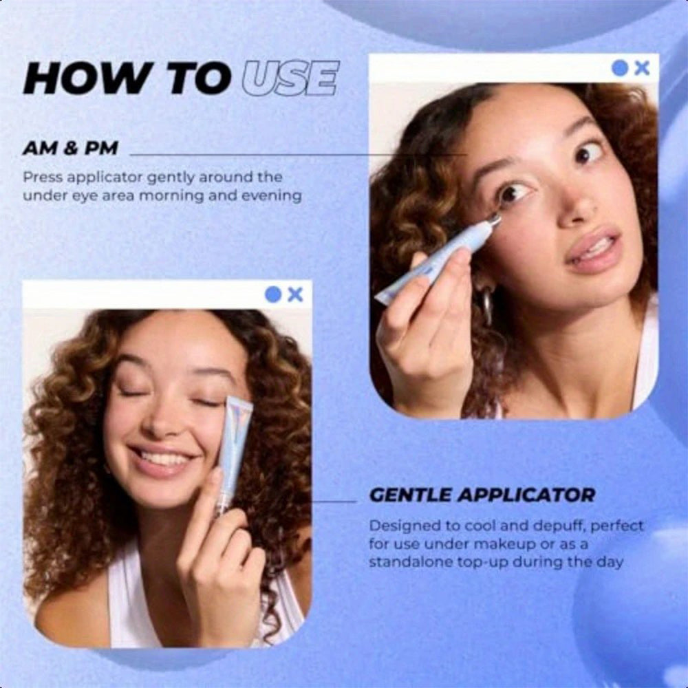 Brighten & Depuffllluminating Eye Cream - Instantly Reduce Dark Circles &Puffiness with Soothing Metal Applicator, Hydrating KoreanFormula, Vegan Botanicals & Niacinamide -DermatologistTested,