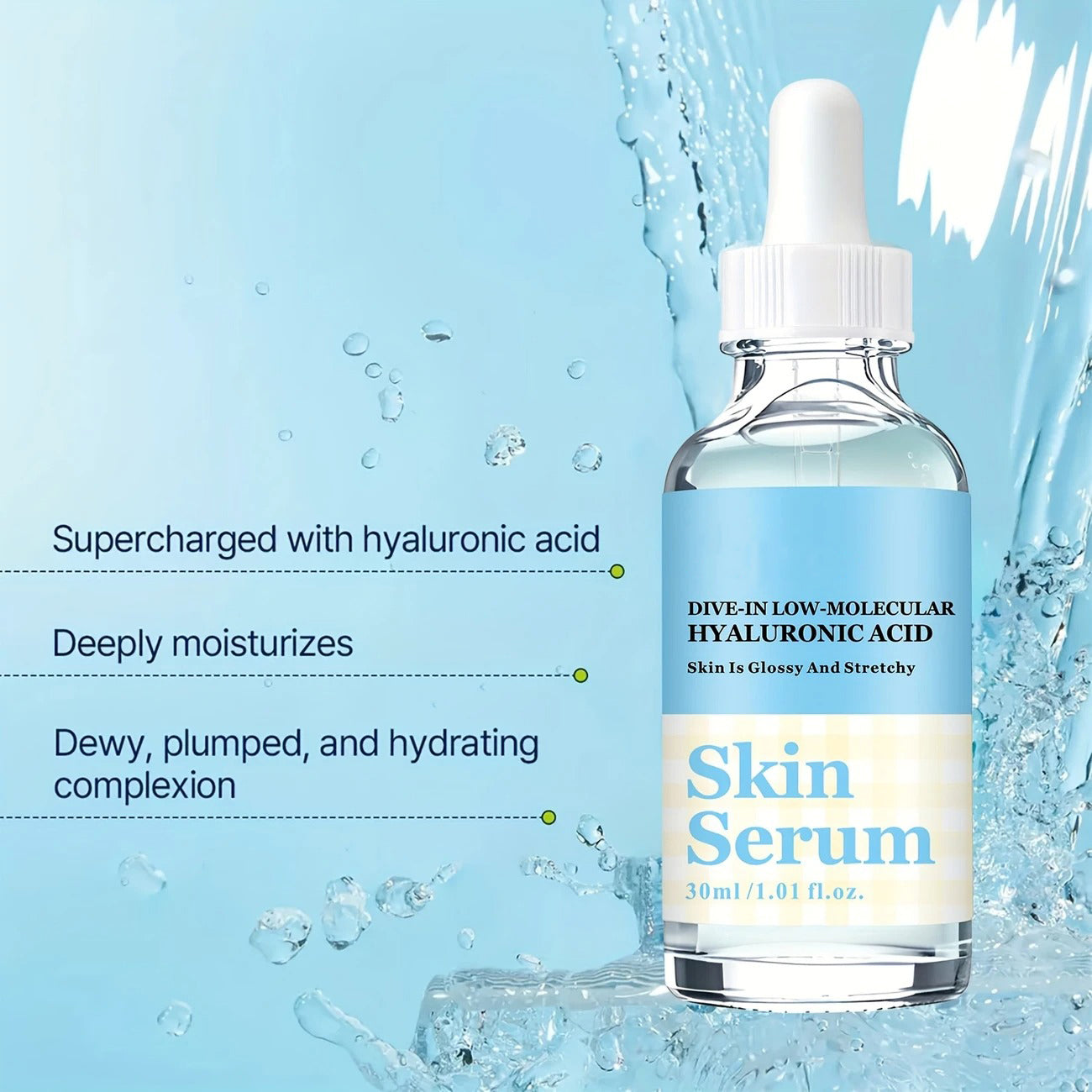 Colorchoice DlVE-INLow-Molecular Hyaluronic Acid Serum, Helps Skin RetainMoisture, Gently Nourishes, Makes Skin Hydrated And Firm,Suitable For Face/neck/body, Suitable For Men And Women,Easter/Mother's Day/Father's Day Gift (30 Ml/1.01 F Oz)